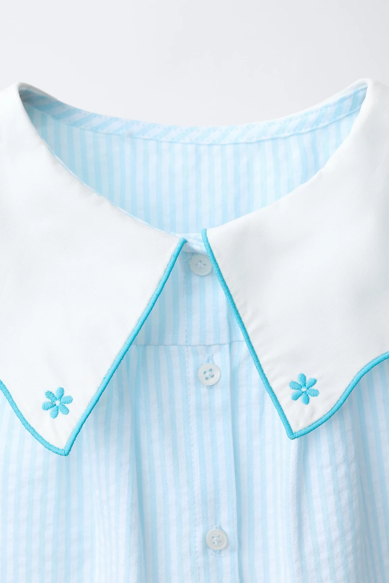 EMBROIDERED COLLAR STRIPED SHIRT
