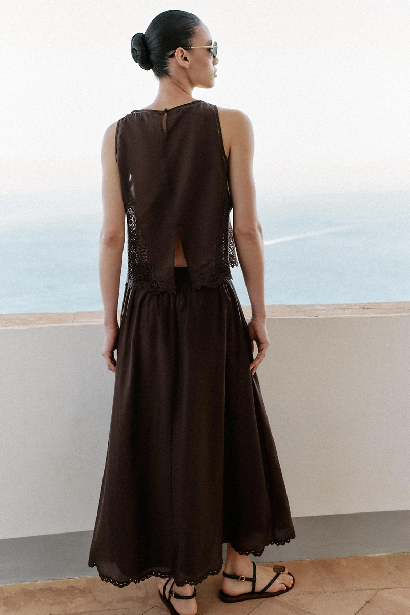 EMBROIDERED VOLUME MIDI SKIRT