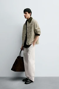 CONTRAST TEXTURED OVERSHIRT