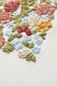 FLORAL EMBROIDERED THROW PILLOW COVER