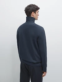 Cotton blend quarter-zip T-shirt