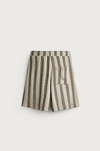 BERMUDA JACQUARD À RAYURES ET PLIS