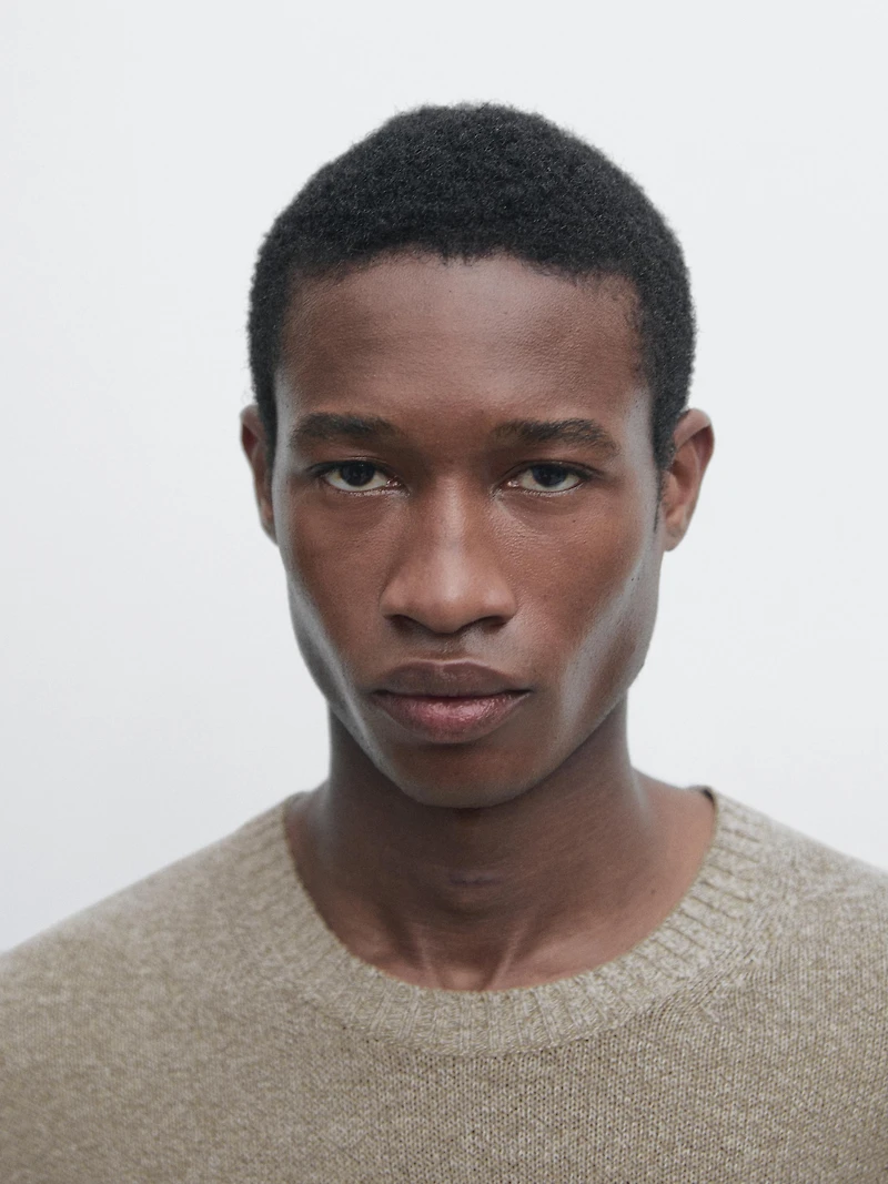 Cotton and linen mouliné knit sweater