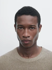 Cotton and linen mouliné knit sweater