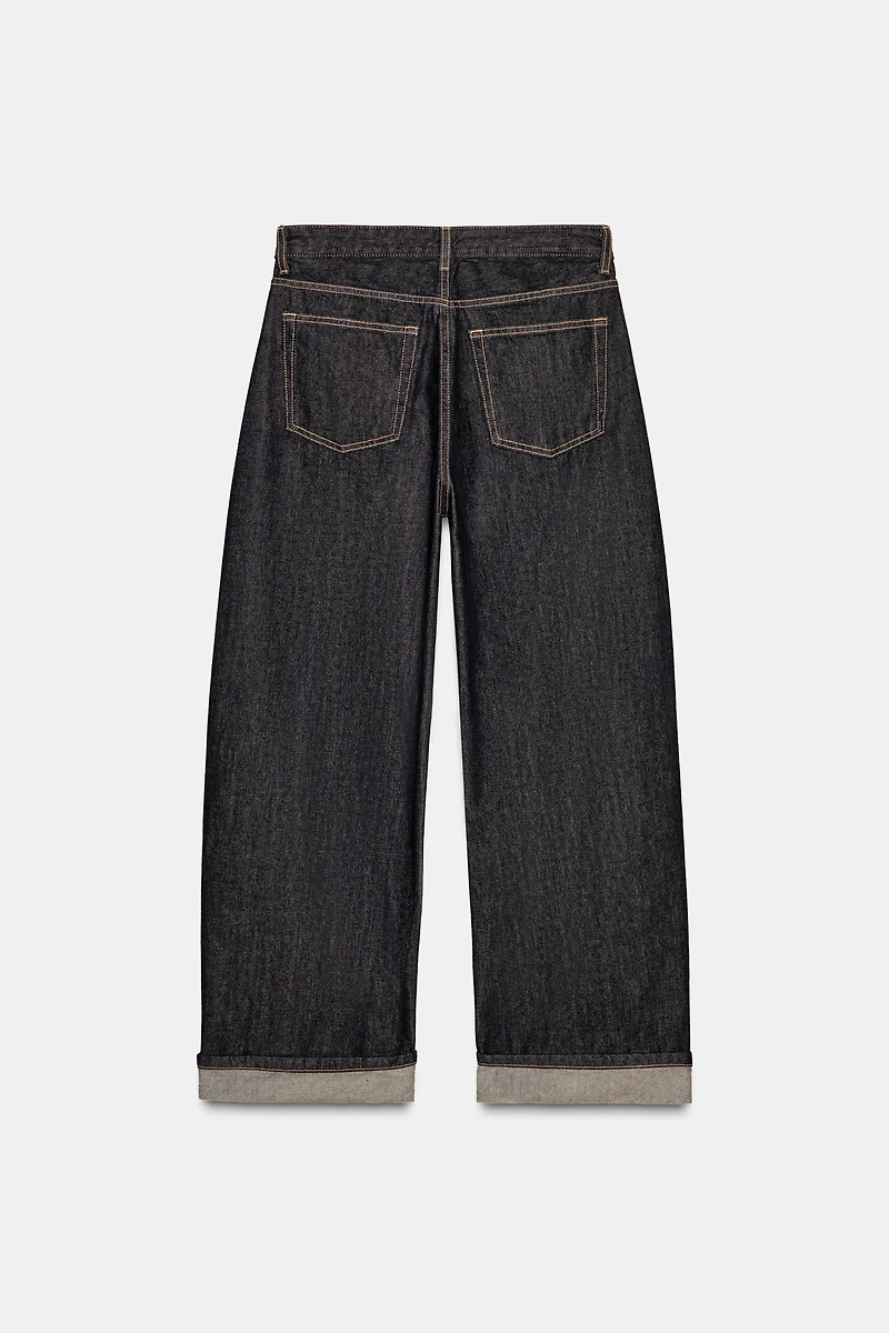 TRF MID-RISE BAGGY FOLDED JEANS