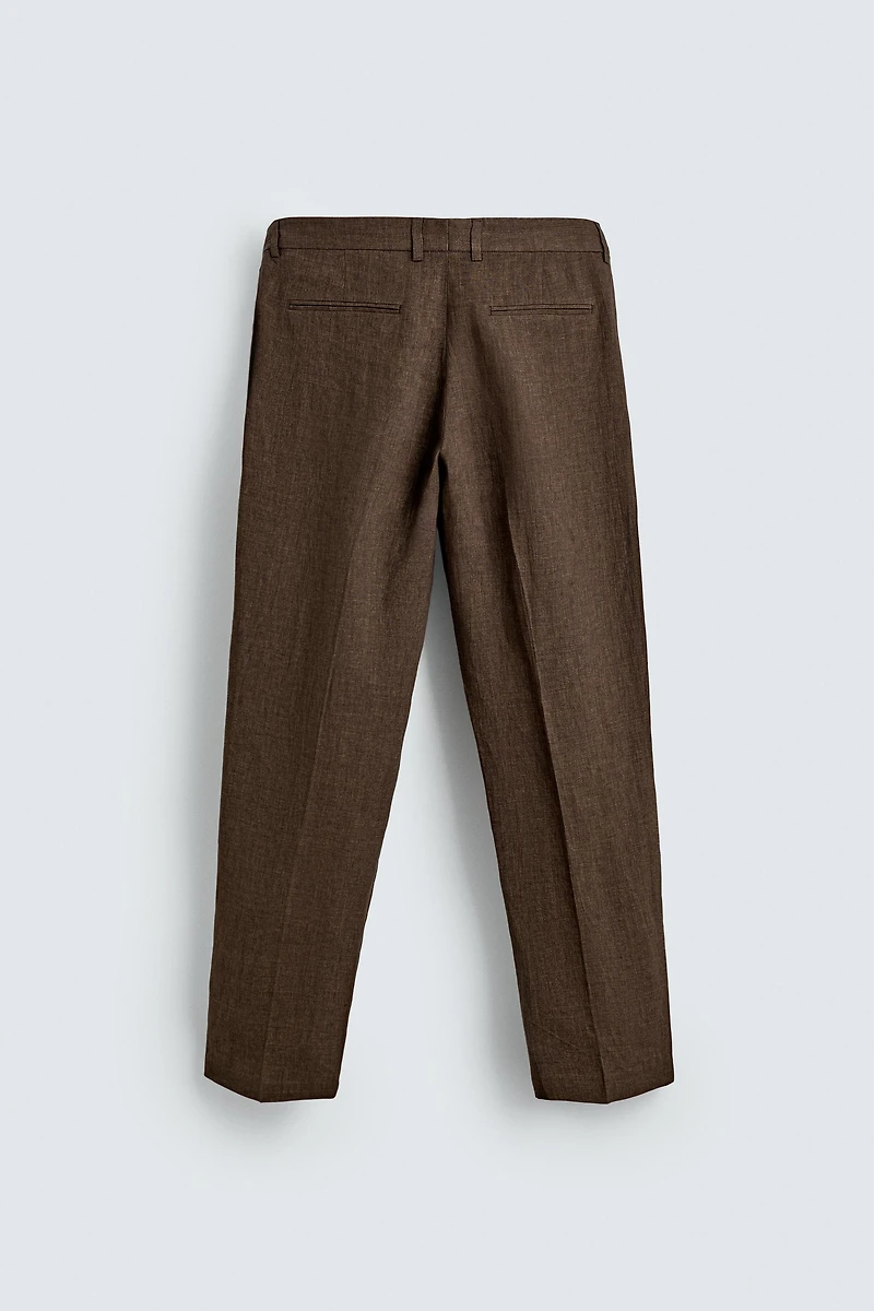 100% LINEN REGULAR FIT SUIT PANTS