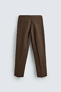 100% LINEN REGULAR FIT SUIT PANTS