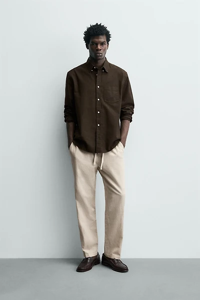 PANTALON RELAXED FIT EN COTON ET LIN