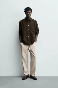 PANTALON RELAXED FIT EN COTON ET LIN