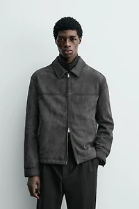 BLOUSON RÉGULAR FIT EN CUIR DAIM