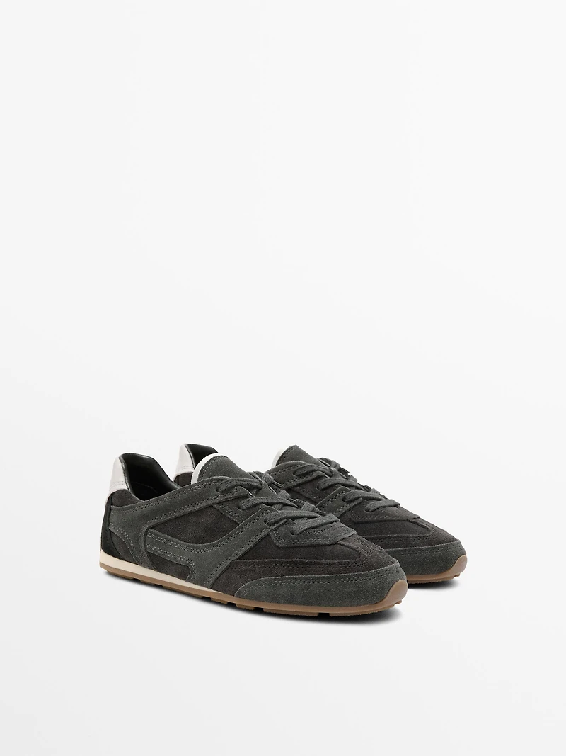 Tennis cuir contrastant