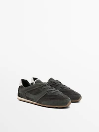 Tennis cuir contrastant
