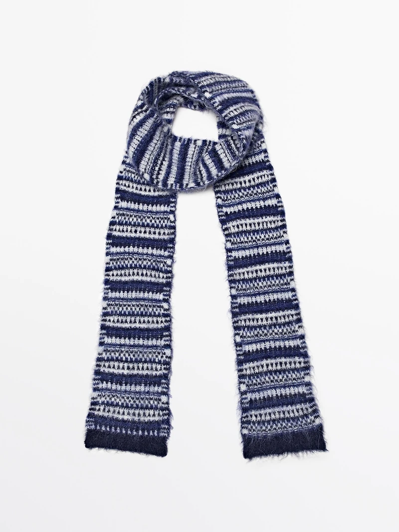 Fine alpaca blend jacquard scarf