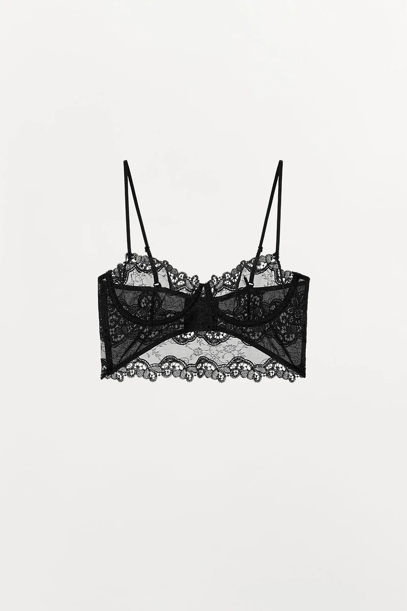 EMBROIDERED LACE UNDERWIRE BRALETTE