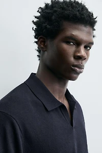 WOOL - SILK BLEND KNIT POLO SHIRT