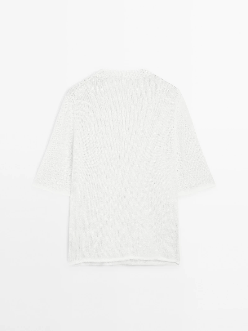 Pull en maille à manches courtes lin