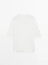 Pull en maille à manches courtes lin