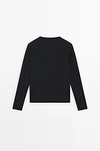 Cotton blend henley T-shirt with button detail