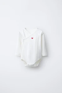 THREE-PACK OF KIMONO COLLAR HEARTS BODYSUITS