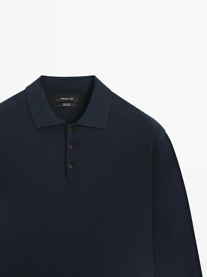 Pull polo en maille de coton