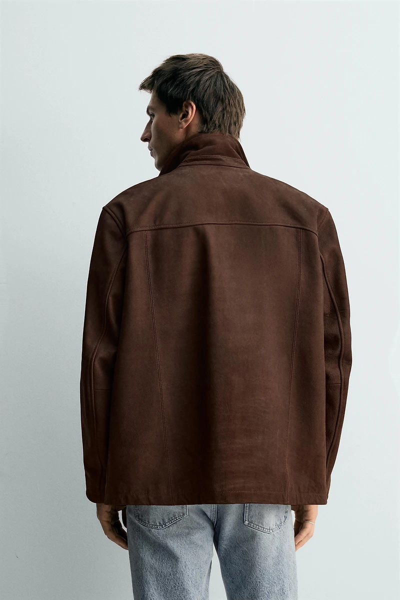 BLOUSON COUPE DÉCONTRACTÉE EN CUIR