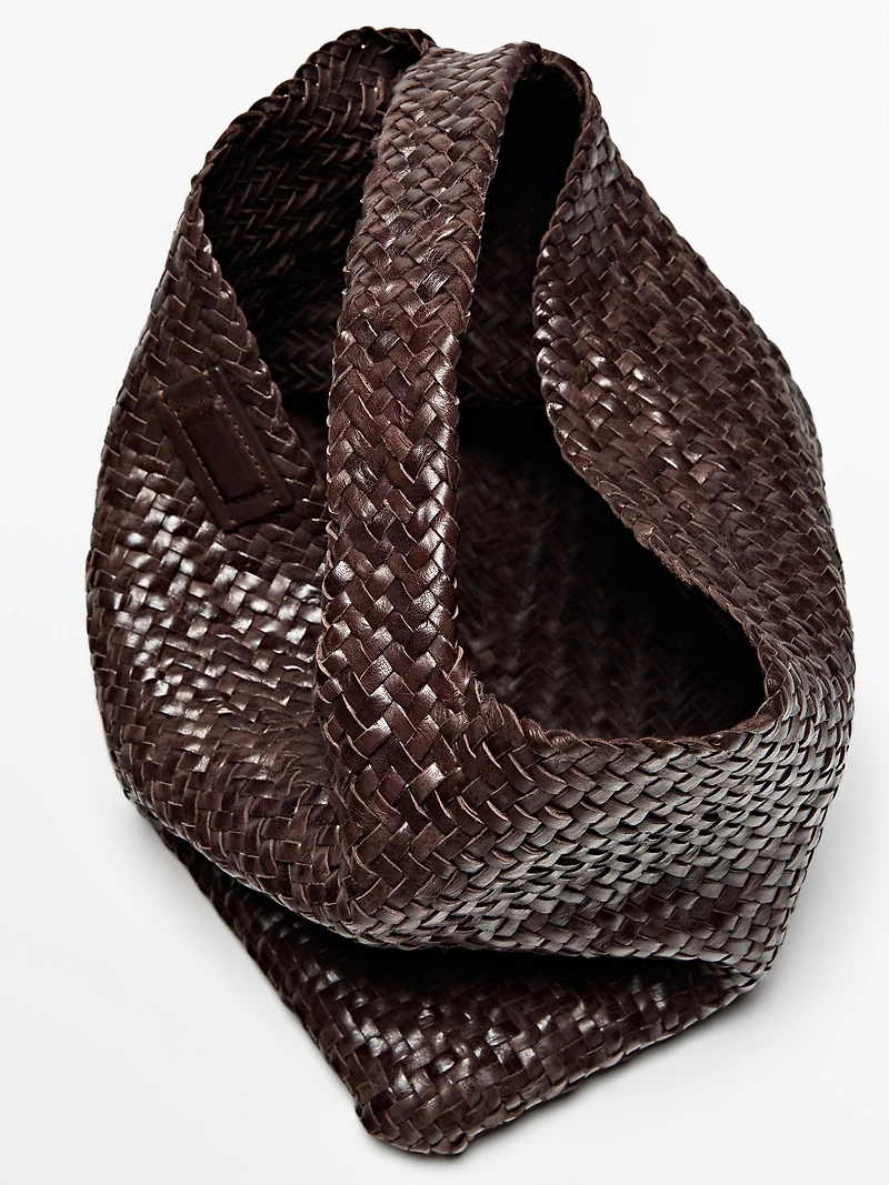 Braided nappa leather shopper bag