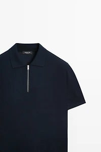 Polo zippé en mélange de laine