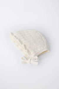 BONNET EN MAILLE AJOURÉ COTON ET SOIE