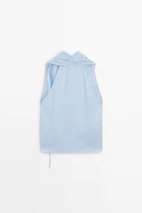 100% linen halter top with tie detail