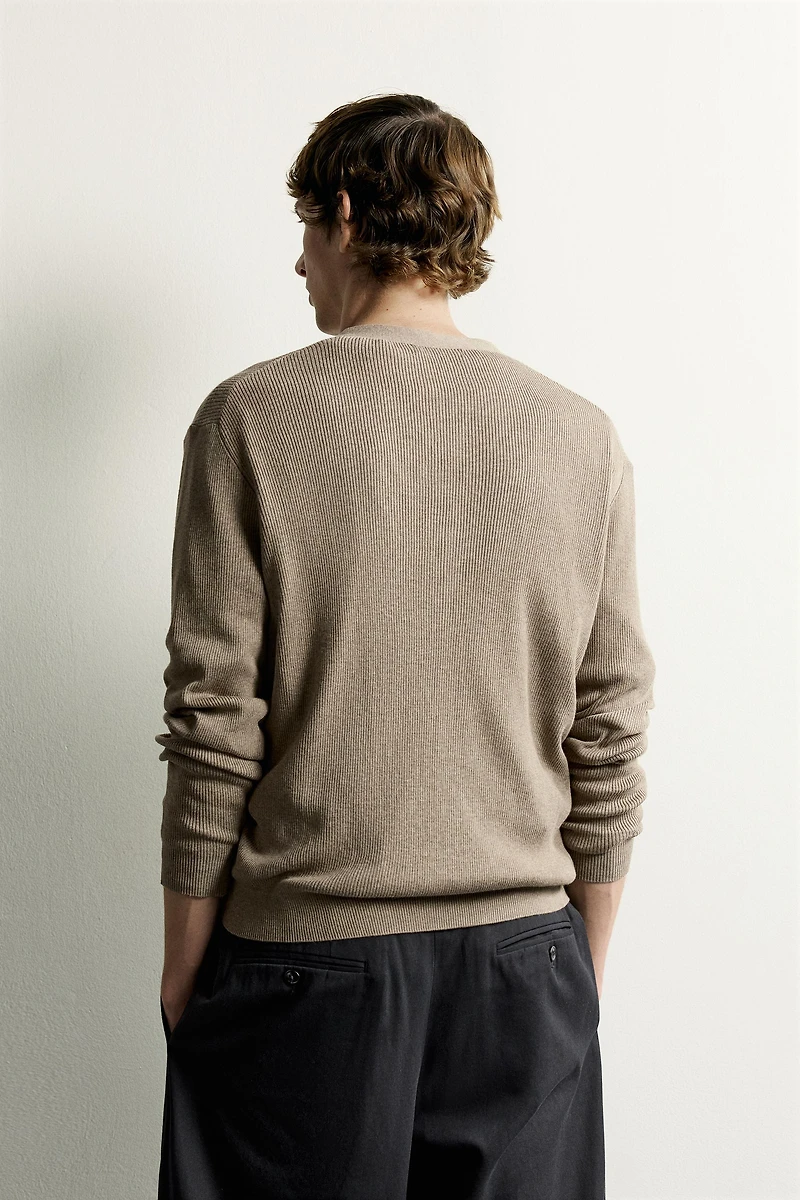 RELAXED-FIT RIBBED CARDIGAN