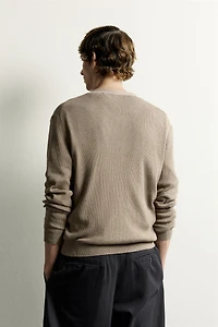 RELAXED-FIT RIBBED CARDIGAN