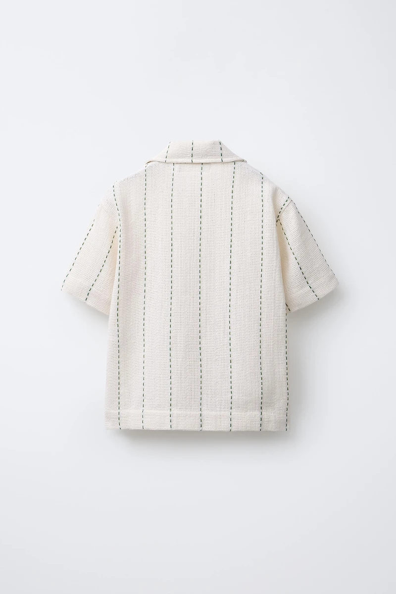 CHEMISE RUSTIQUE BRODERIE RAYURES