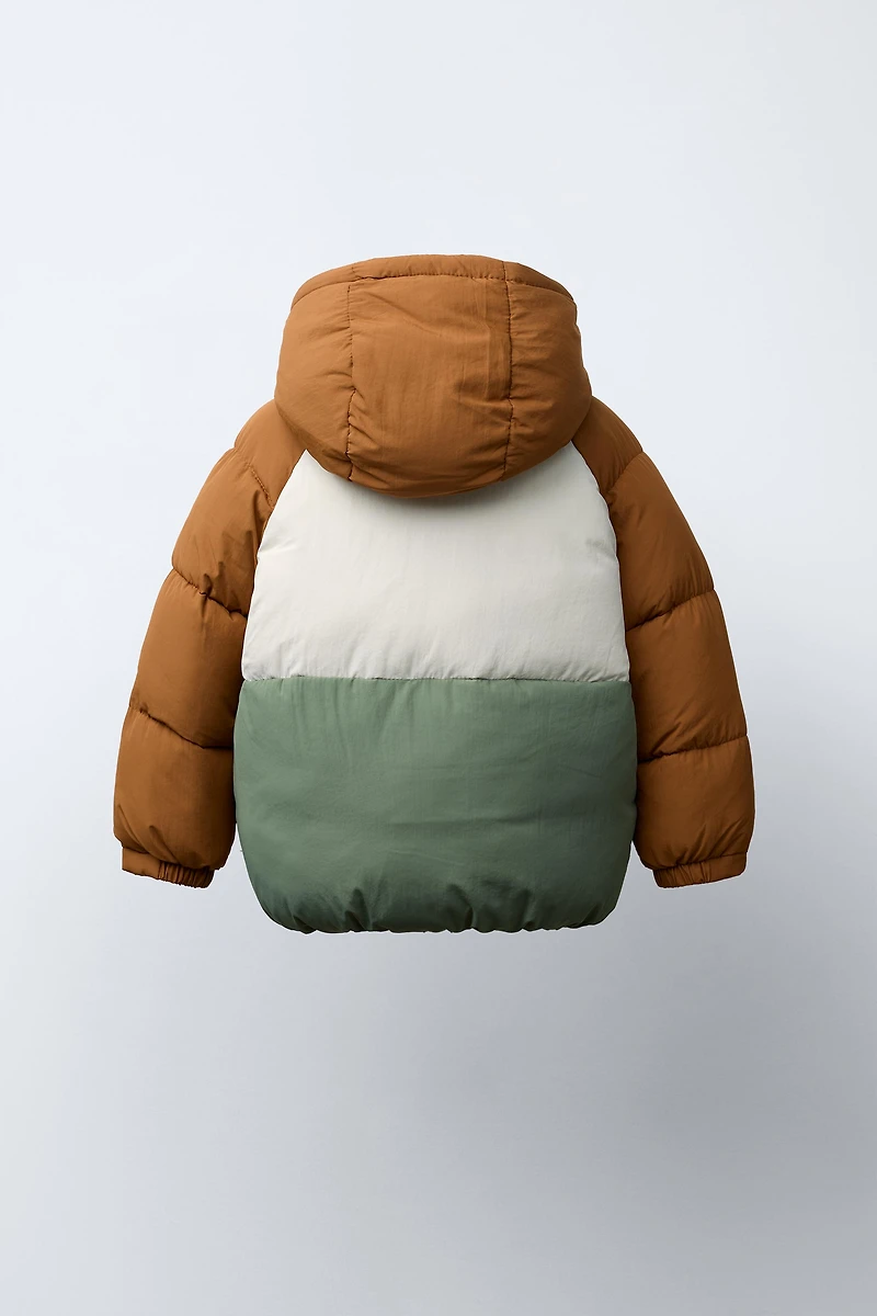 MANTEAU MATELASSÉ COLOR BLOCK DÉPERLANT