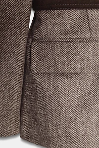 HERRINGBONE BELTED BLAZER