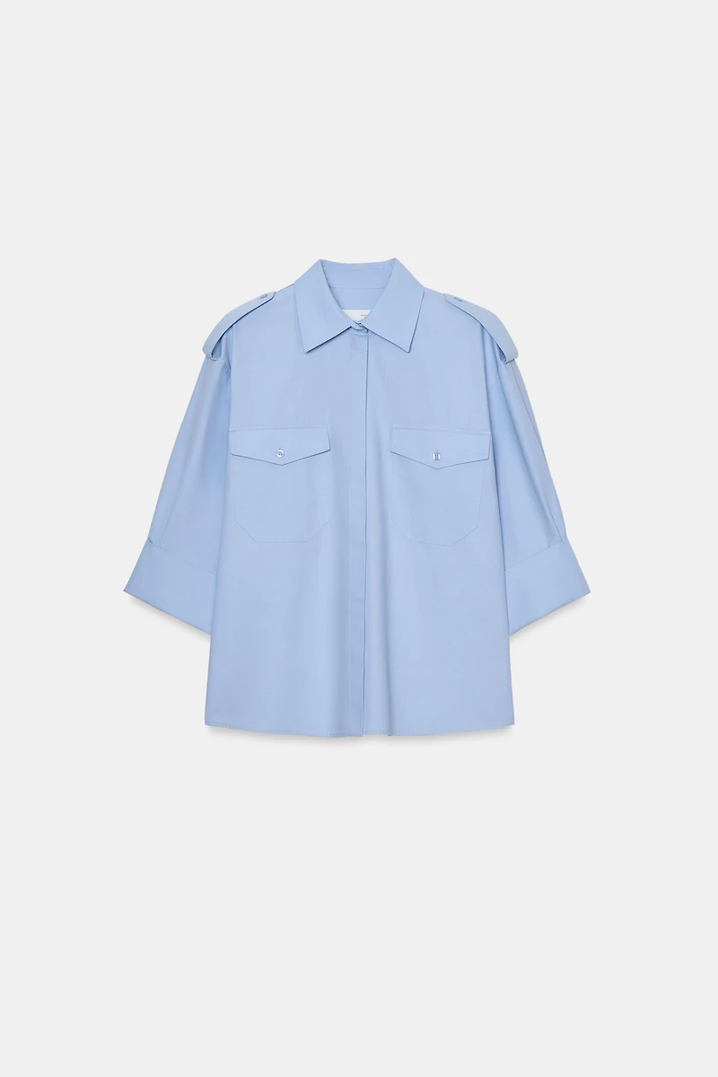 POPLIN SHIRT WITH POCKETS ZW COLLECTION