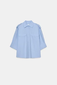 POPLIN SHIRT WITH POCKETS ZW COLLECTION