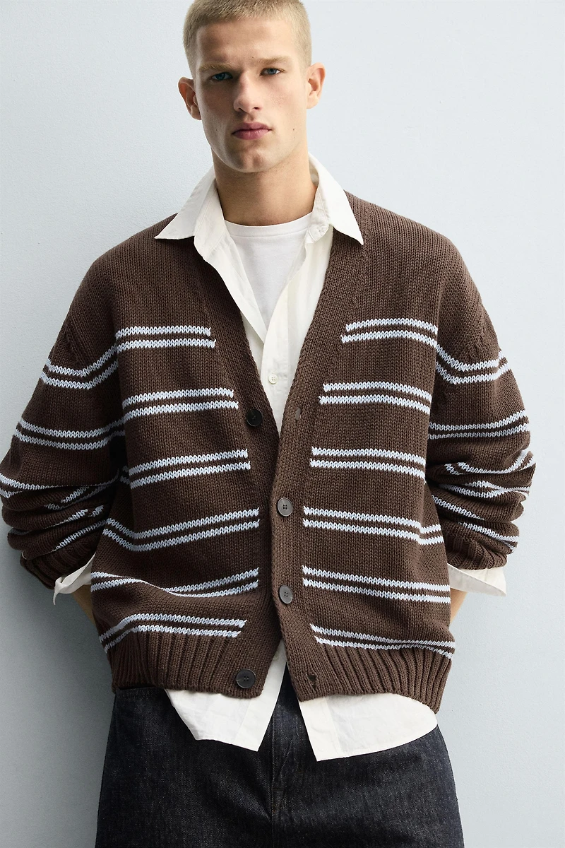 CARDIGAN JACQUARD RAYURES