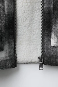 PLAID FLEECE COAT