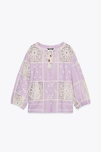 CHEMISE EN MATIÈRES VARIÉES CROCHET