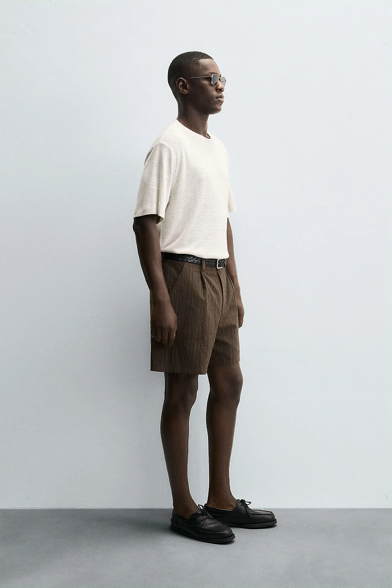 HEMP-VISCOSE STRIPED T-SHIRT