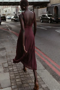 PLEATED MIDI DRESS