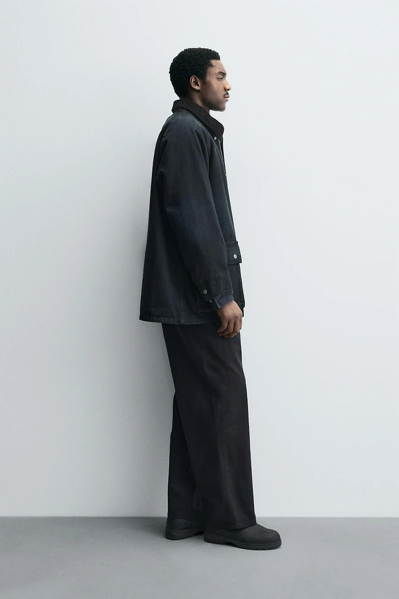 CONTRASTING COLLAR DENIM JACKET