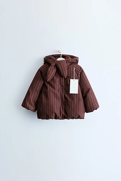 ZARA TIMELESS - MANTEAU À RAYURES ET CAPUCHE AMOVIBLE