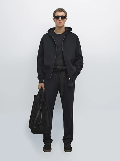 Veste à capuche en laine mélangée