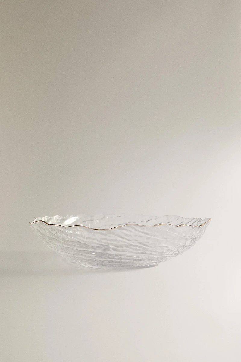 GLASS SALAD BOWL WITH A GOLDEN RIM