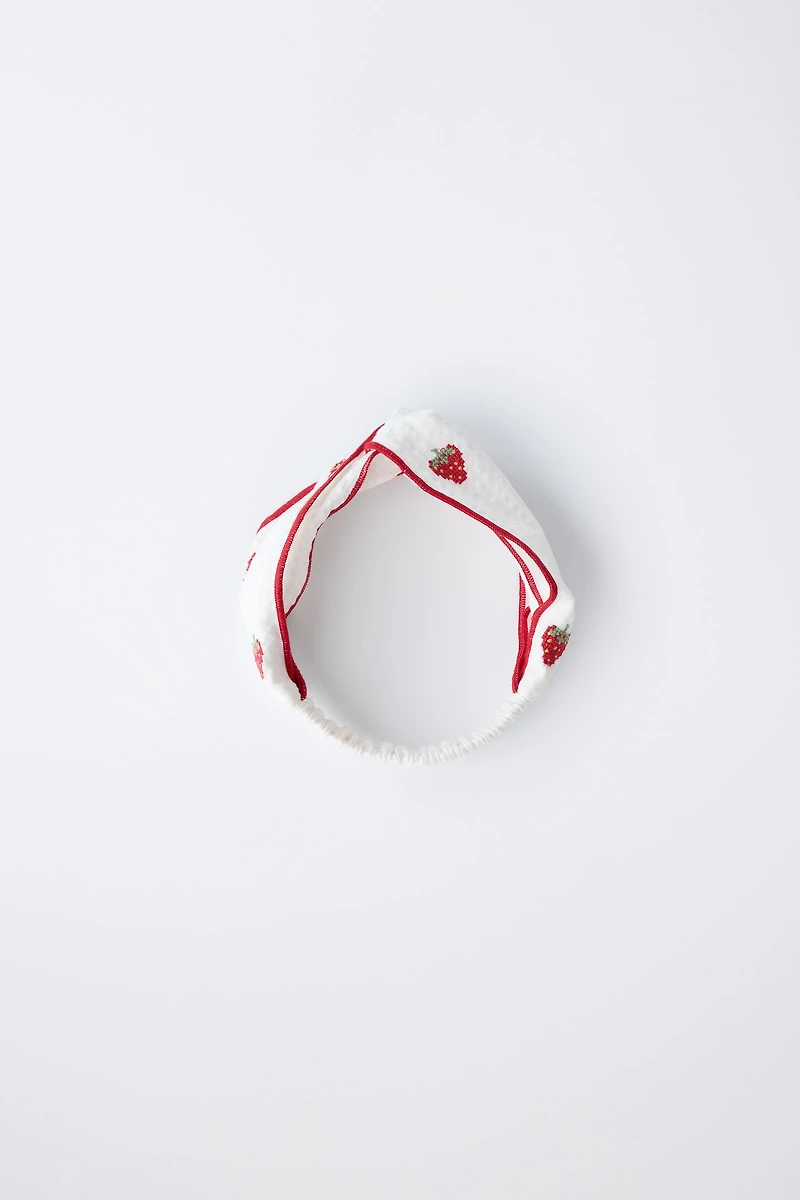 EMBROIDERED STRAWBERRY HEADBAND
