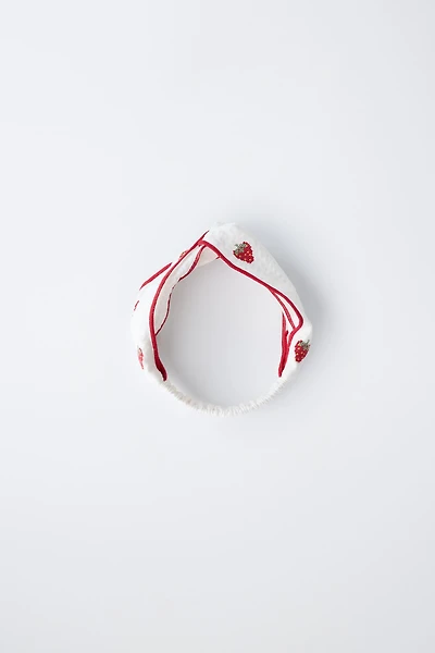 EMBROIDERED STRAWBERRY HEADBAND