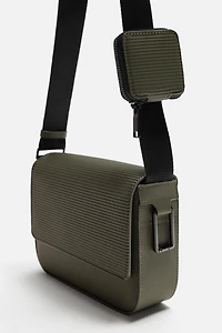 TEXTURED RUBBERIZED CROSSBODY BAG