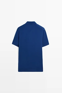 100% cotton V-neck knit polo