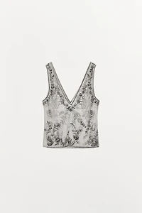 EMBROIDERED TULLE STRAPPY TOP